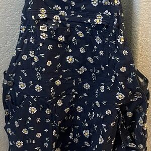 Duluth Trading Co Daisy Floral Jumpsuit - Navy and White